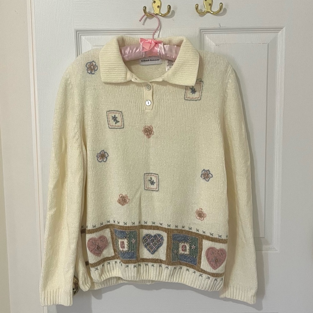 vintage alfred dinner patchwork sweater